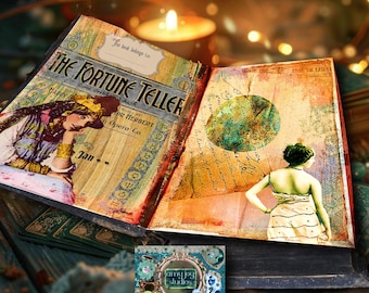 BOHEMIAN DREAMS - Junk Journal Boho, Bohemian Journal Paper, Digital Mixed Media Papers, Whimsical Digital Collage Papers, fortune teller