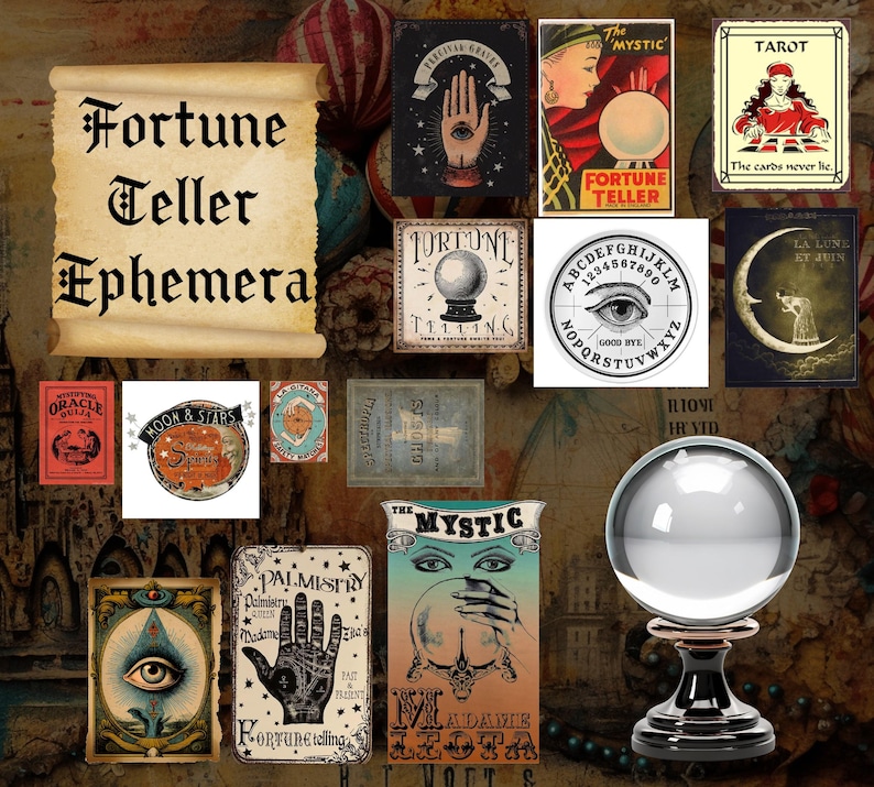 Printable Fortune Teller Ephemera: Vintage Junk Journal Kit (digital ...
