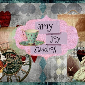 Alice in Wonderland Journal Collage Art Digital Journal Pages Printable Journal Pages Clipart Smashbook Junk Journal Mini Album image 2
