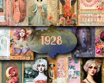 97 Piece 1920s Roaring Twenties Art Deco Journal Kit: Vintage Ephemera (Printable)