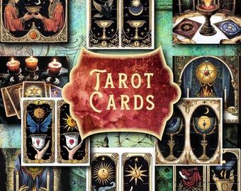 Printable Vintage Tarot Cards: Junk Journal Ephemera (Digital Download)