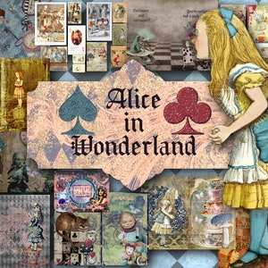 Alice in Wonderland Junk Journal Printable  Alice in Wonderland Journal  Digital Journal Kit  Junk Journal  Vintage Journal  Playing Card