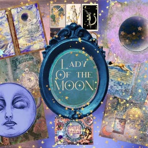 Celestial Moon Junk Journal Pages collage sheets scrap booking cards ephemera Lunar Junk Journal Kit Moon phases journals Astrology journal
