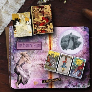 La bola de cristal, la adivina, el papel místico, el kit de diario digital, el diario del tarot, las etiquetas del diario BOHO, el diario basura Boho, esotérico