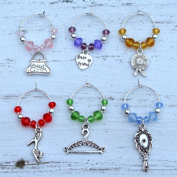 Girl S Night Wine Glass Charms Ladies Night Glass Charms Etsy