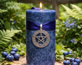 BOUNDARY Spell Candle. Protection of Self, Property, & For Confusing An Enemy.  2x3.5 inch - 2x6.5 inch. Blueberry Scent