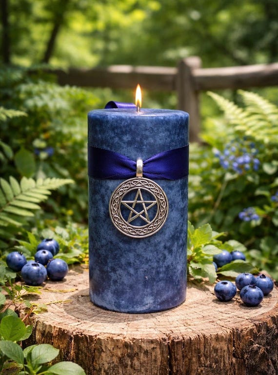 BOUNDARY Spell Candle. Protection of Self, Property, & For Confusing An Enemy.  2x3.5 inch - 2x6.5 inch. Blueberry Scent