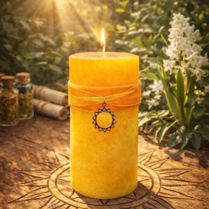 APOLLO Spell Candle. For Manifestations, Divination, Prophecy, Strengthening Powers, & Healing. Sun Magic. Witchy Gifts