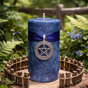 BOUNDARY Spell Candle. Protection of Self, Property, & For Confusing An Enemy. 2x3.5 inch - 2x6.5 inch. Blueberry Scent image 2