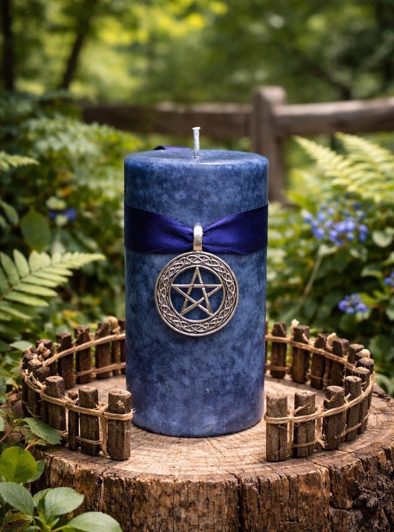 BOUNDARY Spell Candle. Protection of Self, Property, & For Confusing An Enemy. 2x3.5 inch - 2x6.5 inch. Blueberry Scent image 2