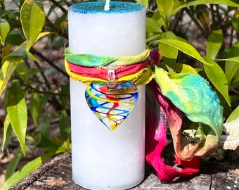 BELTANE RIBBON Spell Candle. For Enjoying Life, Love, & Youthful Energy. Engaging in the Dance of Life.   Choose A Size