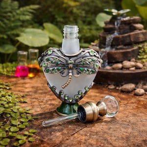 DRAGONFLY PERFUME BOTTLE. A Nature Lover Perfume Bottle. Beautiful For Keeping Your Favorite Oils & Perfumes In. Apothecary Gift