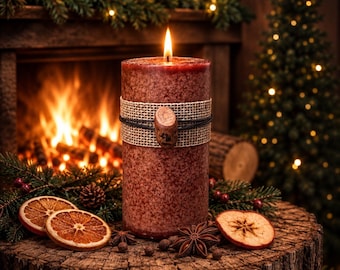 YULE LOG Spell Candle.  Tradition, Prosperity, Rebirth and Renewal. Rustic Witch.
