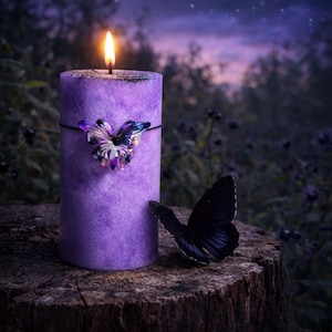 BLACK BUTTERFLY Spell Candle. Ending Negative Patterns, Transitioning Through Dark Times. Ancestral Contact. Choose A Size.