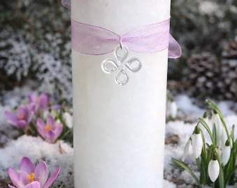SNOWFLOWER Spell Candle. Scented Pillar with Celtic Knot Charm. Awakening, Breakthrough, Personal Growth Ritual Candle. 2x4.5 inch