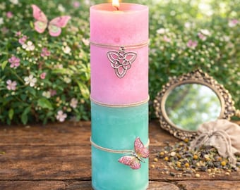 BEAUTY SPELL CANDLE. Dual Action Candle. Restoring Balance, & Renewal. Growth. Witchy Ritual Candle. Apothecary Gift.