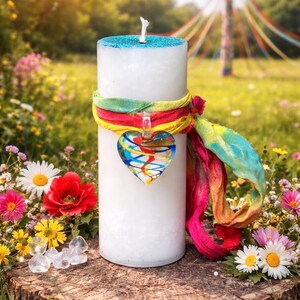 BELTANE RIBBON Spell Candle. Enjoying Life, Love, & Youthful Energy. Engaging in the Dance of Life. May Day Celebrations image 2