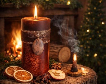 YULE LOG Spell Candle. Winter Solstice, Yule Log Tradition, Yule Celebrations. Choose A Size.