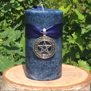 BOUNDARY Spell Candle. Protection of Self, Property, & For Confusing An Enemy. 2x3.5 inch - 2x6.5 inch. Blueberry Scent image 4
