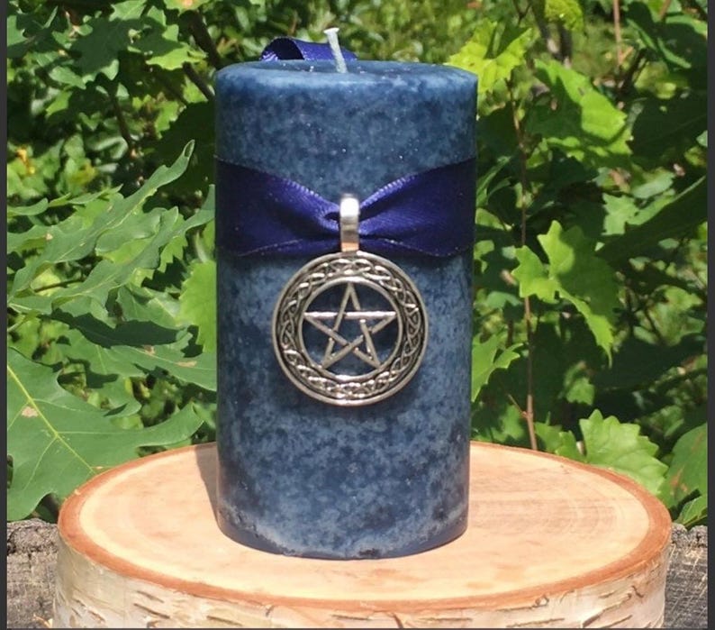 BOUNDARY Spell Candle. Protection of Self, Property, & For Confusing An Enemy. 2x3.5 inch - 2x6.5 inch. Blueberry Scent image 4