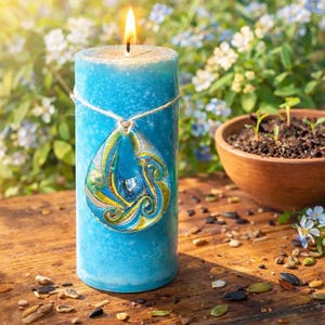 SACRED EARTH Spell Candle. Winds of Opportunity, Refreshing Energy, Promoting Personal Growth. Ostara, Renewal & Spring.