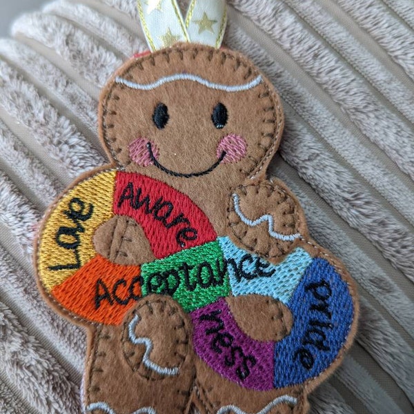 AUTISM Awareness chairty Gingerbread felt decoration, Asperger's ASD, ADHD, Pride