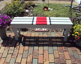 Outdoor Bench, Ohio State, Ohio State Buckeyes, Wood Benches, Outdoor Furniture, Porch Bench, Patio Bench, Gift Idea, Christmas Gift, Handma