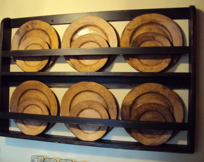 Handcrafted Wooden Wall Mounted Plate Rack / Standing Counter Plate