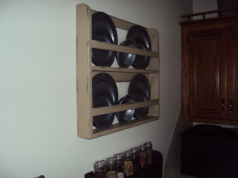 Plate shelf, plate rack, wall shelf, vintage shelf, handmade plate shelf, handmade plate rack, primitive shelf, plate display, gift for her image 2