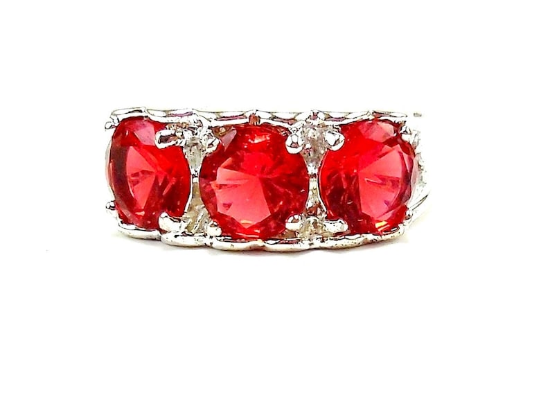 Sterling Silver and Fire Red Garnet Ring Size 8.5