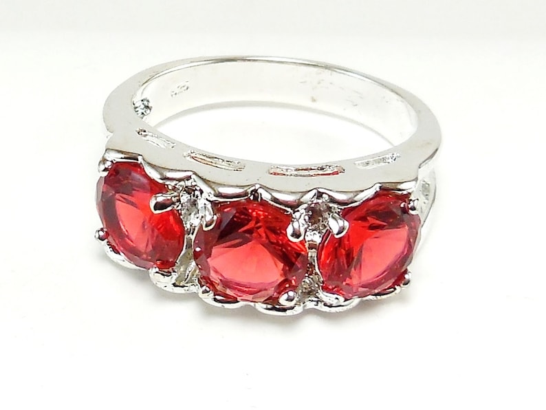 Sterling Silver and Fire Red Garnet Ring Size 8.5