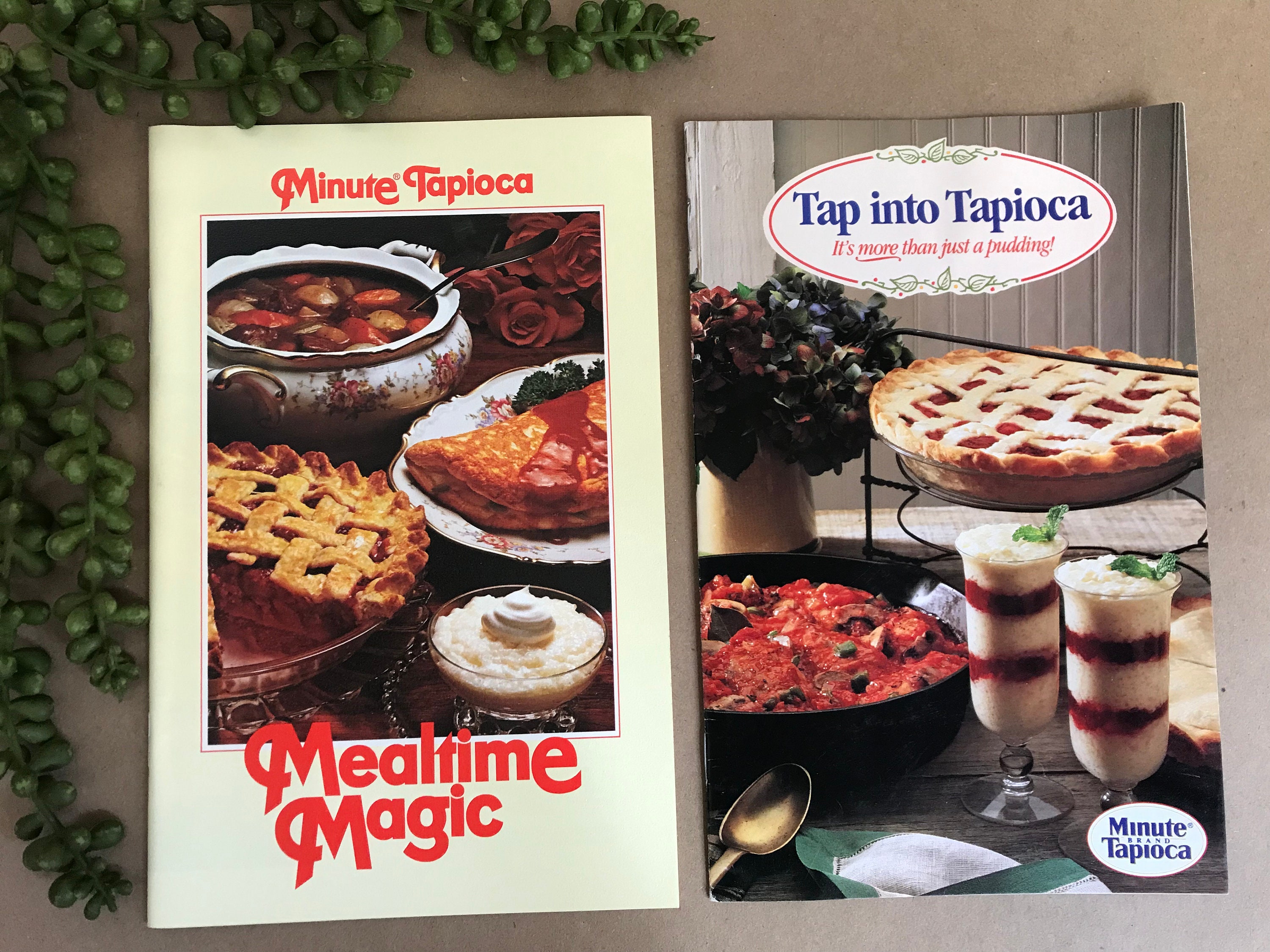 Set of 2 Vintage Minute Tapioca Recipe Booklets ~ Mealtime Magic ~ Tap into Tapioca ~ 1980s Pudding Recipes