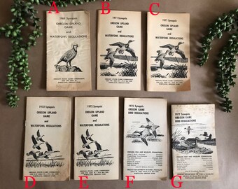 Oregon Upland Game Bird and Waterfowl Regulations Synopsis Pamphlet ~ 1970s ~Oregon Department of Fish & Wildlife ~ Portland Hunting Guide