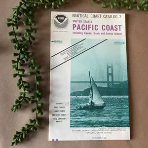United States Pacific Coast Nautical Chart Catalog 2 ~ October 1984 ~Vintage NOAA Sailing Map ~Hawaii Guam Samoa Islands Charts Tide Tables
