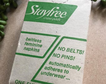 Vintage 1970s Stayfree Maxi Pads ~ One Full Size Beltless Feminine Sanitary Napkin ~ New Old Stock RARE