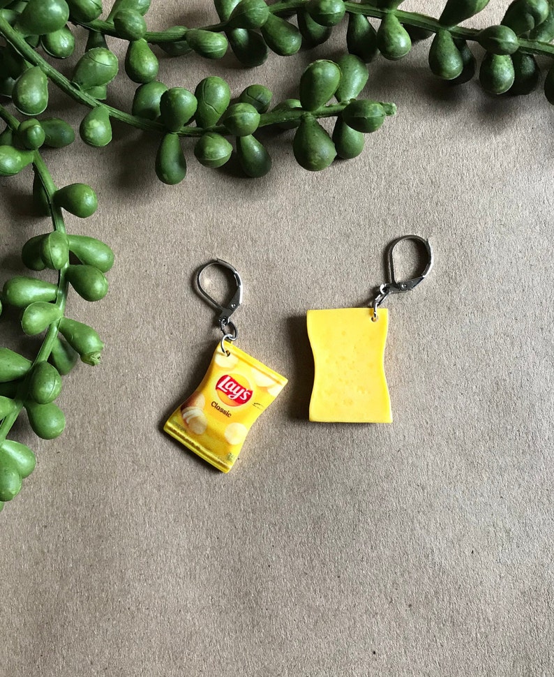 Lays Potato Chips Junk Food Earrings Miniature Snacks Etsy