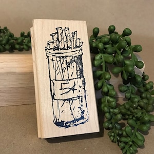 Vintage Sketched Candy Straw Wood-Mounted Rubber Stamp ~ 2001 ~ Art Impressions H-2038 ~ 4”x2” Retro -S2