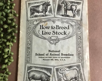 Vintage 1961 Home Course in Animal Breeding Info Booklet ~ National School / Beery Horsemanship