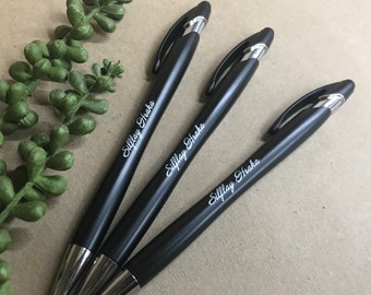 SILFLAY HRAKA Set of 3 Black Ballpoint Pen w/ Stylus  ~ Watership Down Book Quote ~ Eat Sh*t Rabbit