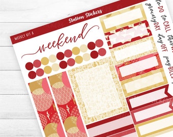 Lunar New Years Planner Sticker for Vertical Sticker Planner Weekly Hourly Planner Erin Condren Planner - Kit 274