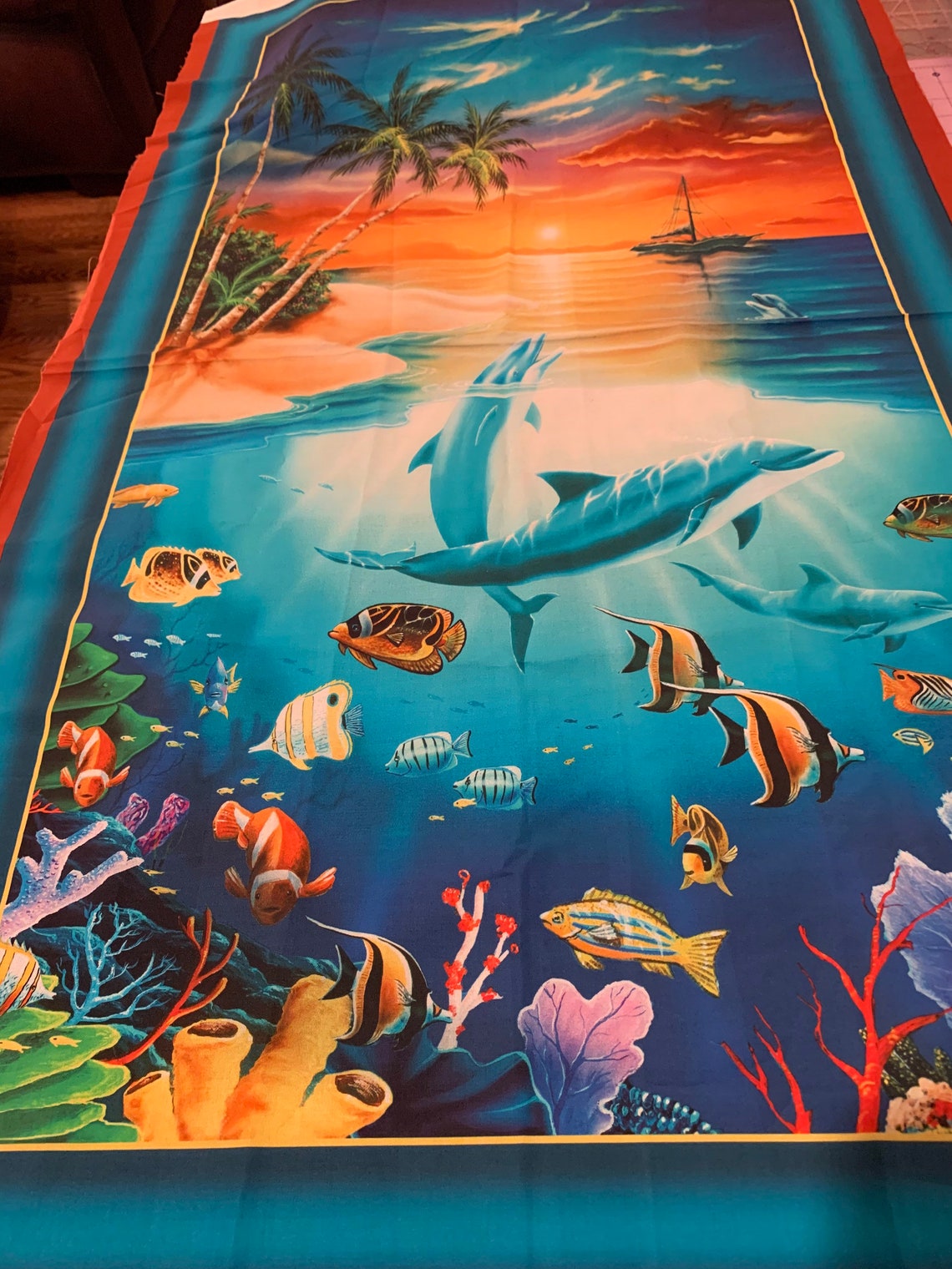 Sunset beach panel and additional fabric pieces Etsy