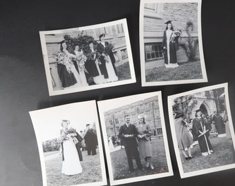 Lote de 5 fotos antiguas de la década de 1940 Graduación de la escuela secundaria n1-30