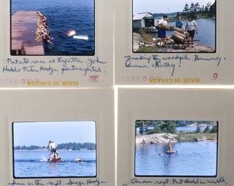 Lot de 20 diapositives 35 mm vintage des années 60, photos couleur Summer Lake Cottage Canada g3