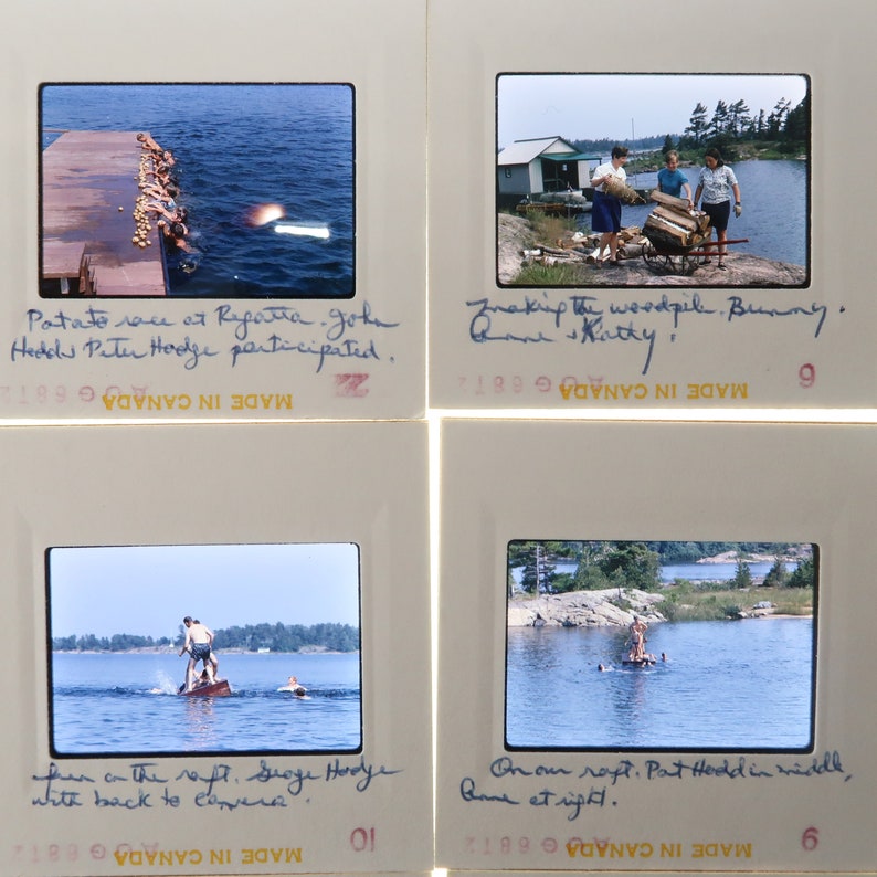 Lot de 20 diapositives 35 mm vintage des années 60, photos couleur Summer Lake Cottage Canada g3 image 1