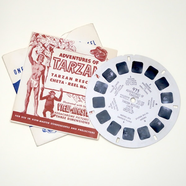 One View-Master Reel 975 Adventures of TARZAN - Tarzan Rescues Cheta includes Booklet 1950 t3