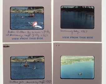 Lot de 4 diapositives vintage 35 mm 1967 Summer Lake Swimming n1