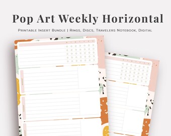 Afdrukbare insteekbundel - Pop Art Weekly, horizontaal