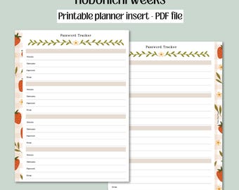 Hobonichi Weeks Printable Planner Insert - Summer Strawberry Password Tracker