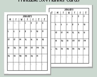 Printable 3x4 Planner Cards 2026 Calendars