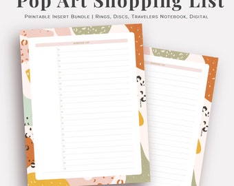 Printable Insert Bundle - Pop Art Shopping List